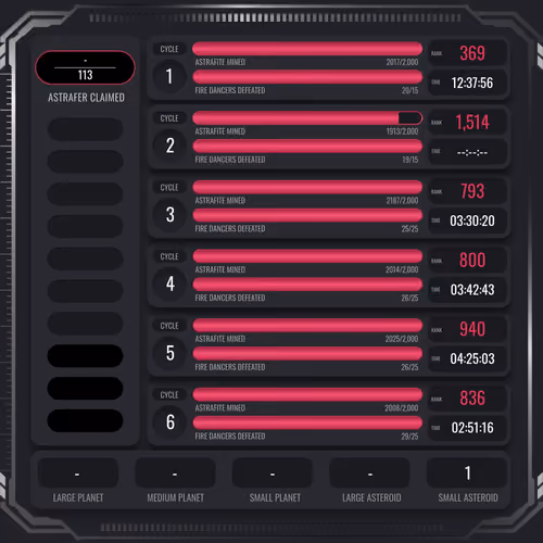 Astrafite Rush: Progress Tracker