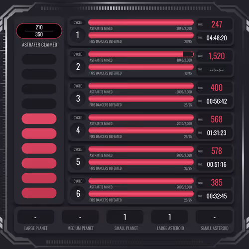 Astrafite Rush: Progress Tracker