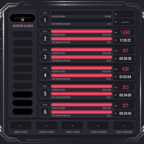 Astrafite Rush: Progress Tracker