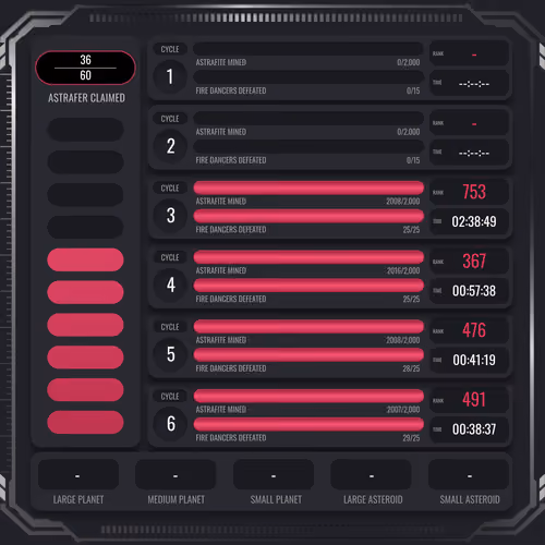 Astrafite Rush: Progress Tracker