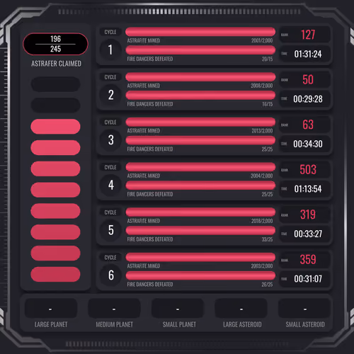 Astrafite Rush: Progress Tracker