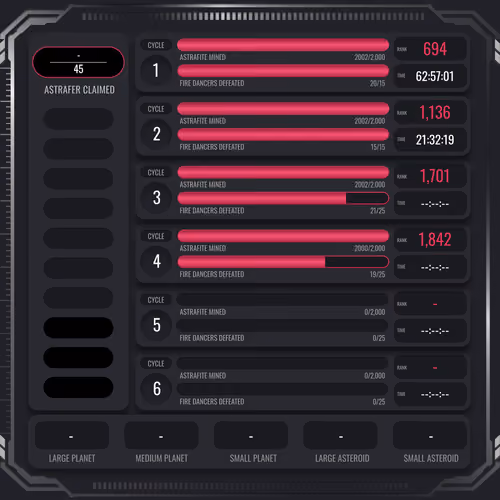 Astrafite Rush: Progress Tracker