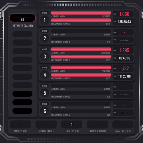 Astrafite Rush: Progress Tracker
