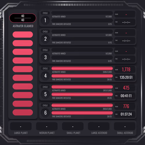 Astrafite Rush: Progress Tracker