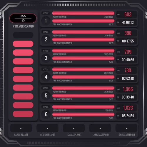 Astrafite Rush: Progress Tracker
