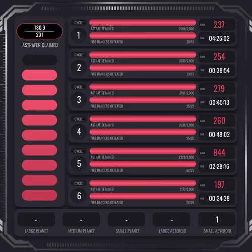 Astrafite Rush: Progress Tracker