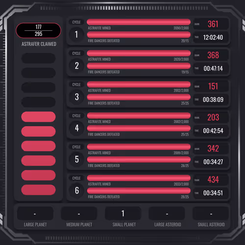 Astrafite Rush: Progress Tracker