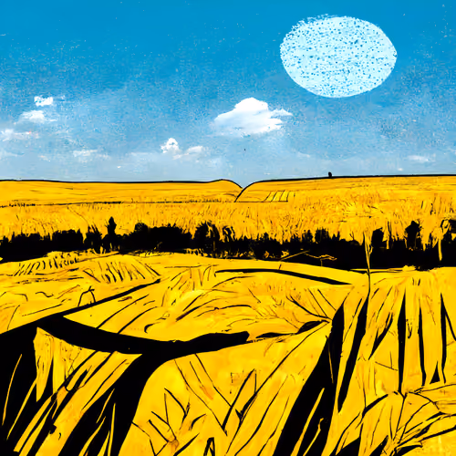 Золоті поля зерна під чистим блакитним небом (Golden Fields of Grain Under a Clear Blue Sky) 