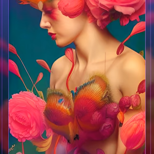 Red flower lady