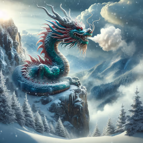 dragon in snowy landscape