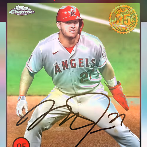 Angels® Mike Trout OF 1986 Anniversary Facsimile Signature Motion Chrome 86TC-92 Legendary