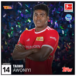 Taiwo Awoniyi FCU Motion Rainbow Refractor S1-10 Super Rare #13