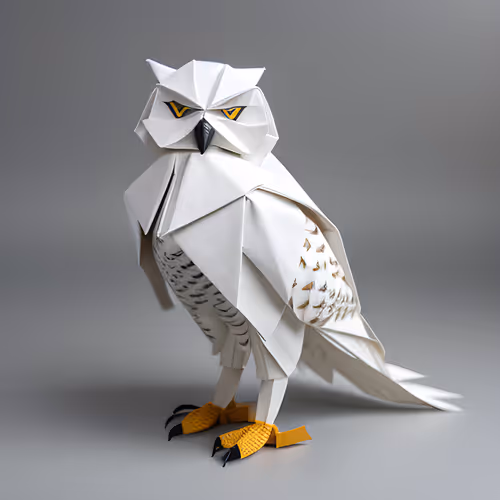 Snowy owl in Origami Art style
