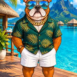 CRYPTIQ1 Dogs #000424 - Tropical Paradise Deck
