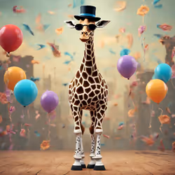 giraffe with balloons