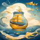 Whimsical Hand-Draw The Fantastical Tale of a Liquid Gold Ocean