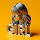 3d typography of the girl