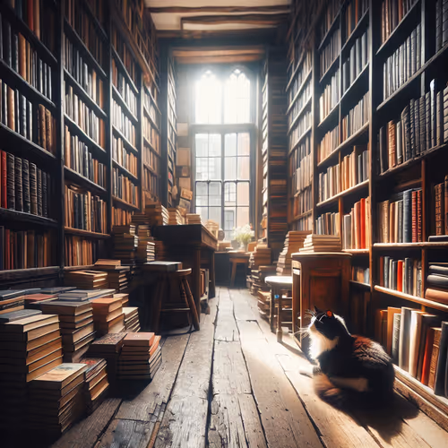 bookshop with cat