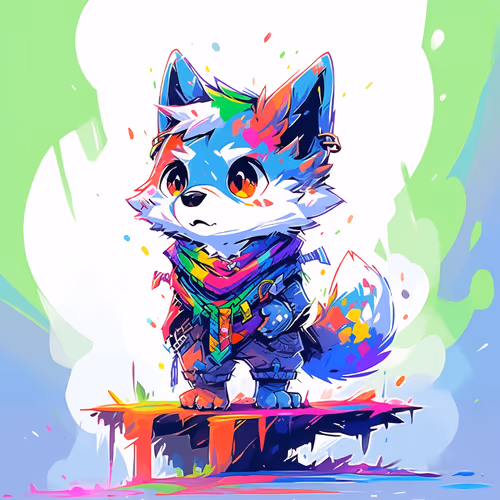 Colorful Painted Wolf #000