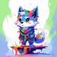 Colorful Painted Wolf #000