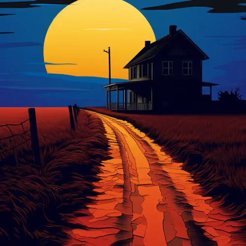 House in an open field