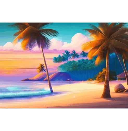 Polypainting kanvas beautiful beach