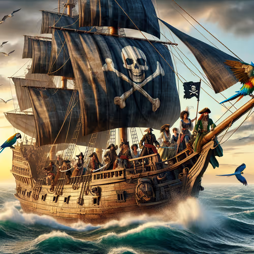 pirate ship on the high seas