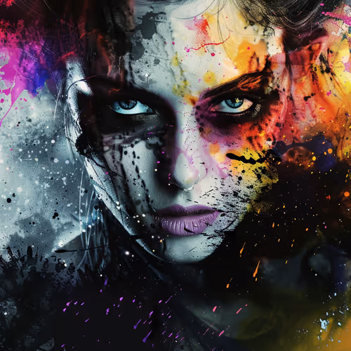 Woman In Water Style in Vibrant Colors and Fluid Brushstrokes