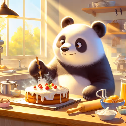 Panda Baking a Cake