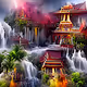 Thailand Temple Waterfall By Bargeau
