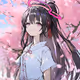 桜街道を歩く女の子