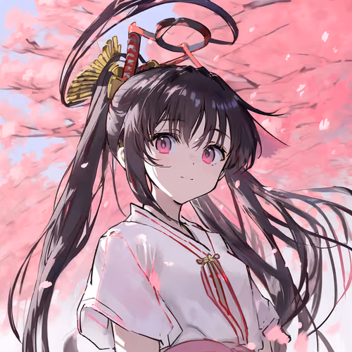 桜街道を歩く天使