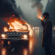 Fire night car