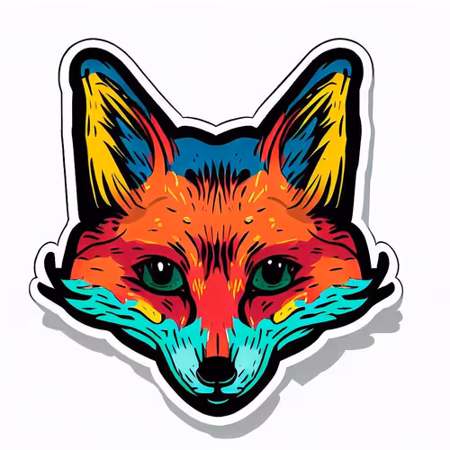 Sticker Fullcolor Fox Head - Polygon