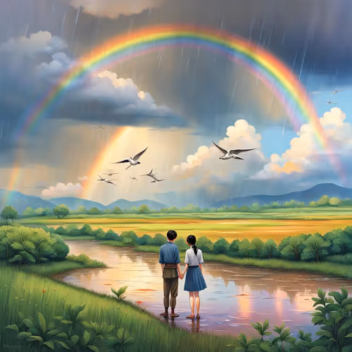 Beautiful life behind the rainbow of love