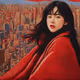 Red Jacket Elegance: Cracked Beauty