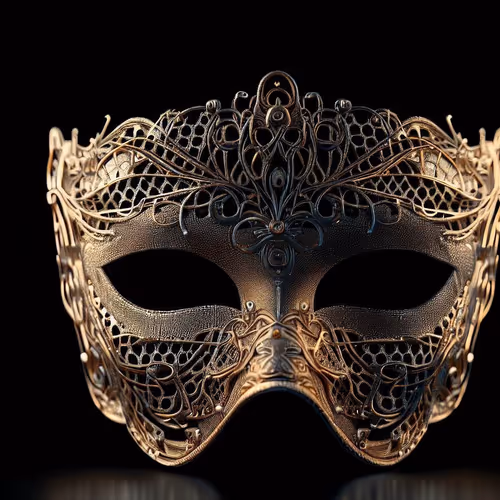 The mask has a filigree pattern - Polygon