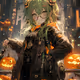 幻想眼鏡女子緑髪ハロウィン