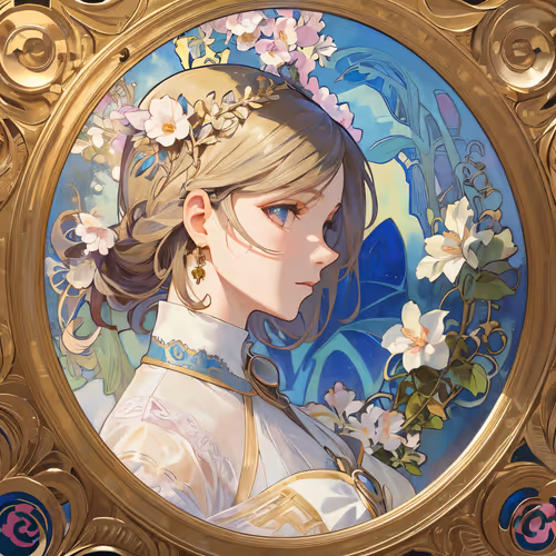 Framed Girl - Mucha style