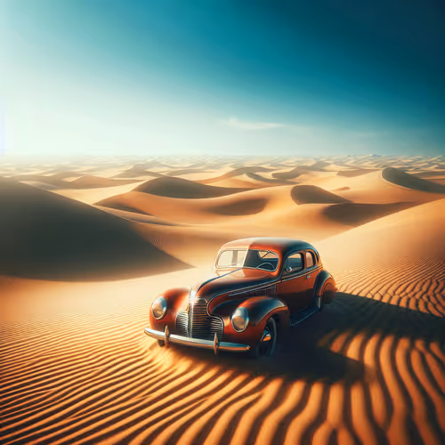vintage car in desert