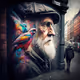 Old man and graffiti