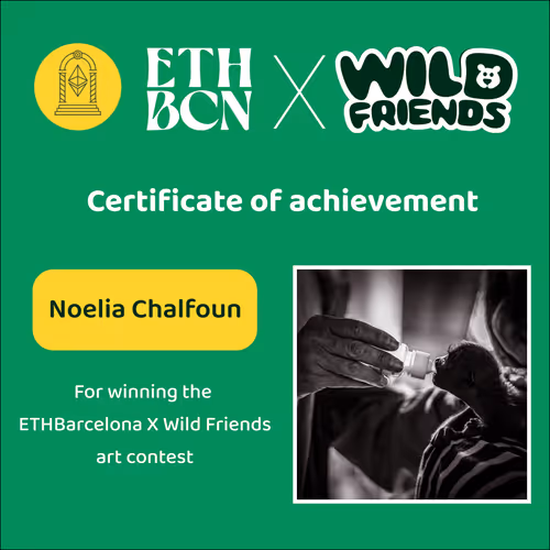 Achievement certificate Noelia Chalfoun ETHBarcelona X Wild Friends