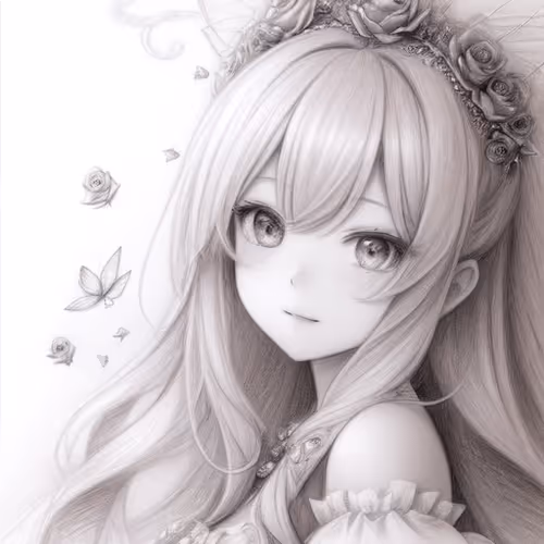 バラの妖精の鉛筆画記念