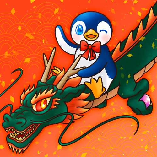 Yuppi the Penguin on the Dragon