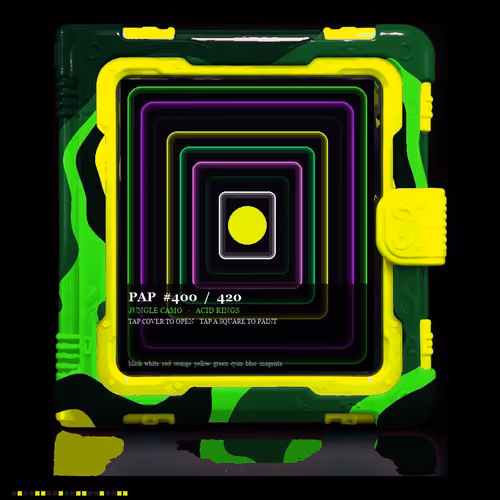 NFTzWORLD Pixel Art Pad #400 — Jungle Camo · Acid Rings