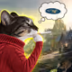 Thinking Cat #1493