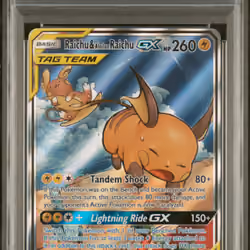 2019 #221 Full Art/Raichu & Alolan Raichu GX PSA 10 Sun & Moon Unified Minds Pokemon