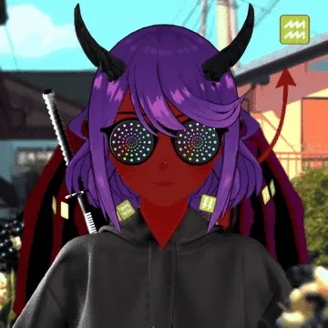 Robin-Waifu #1343: Demon Waifu with Katana in Hoodie