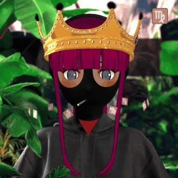 Robin-Waifu #1521: Brown Waifu with Crown in Hoodie