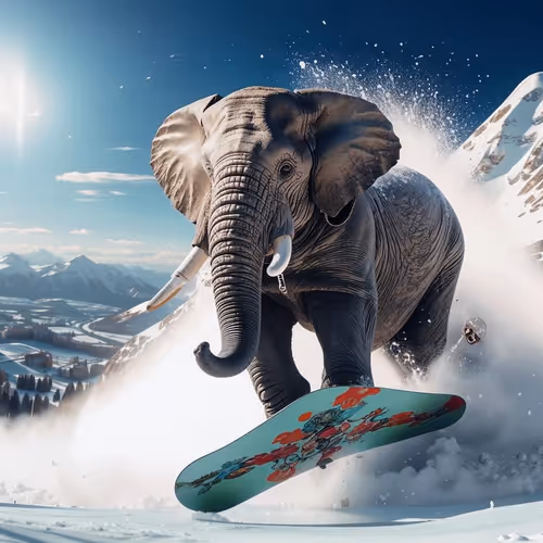 Snowboarding Elephant